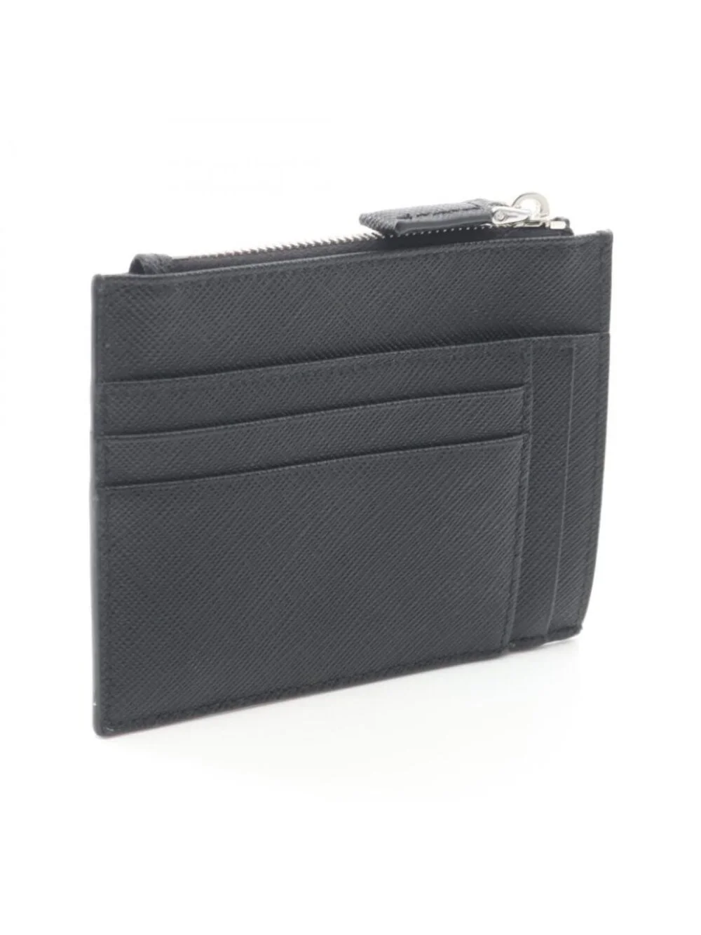 Prada Coin Purse Saffiano Triangle Card Slot Leather New